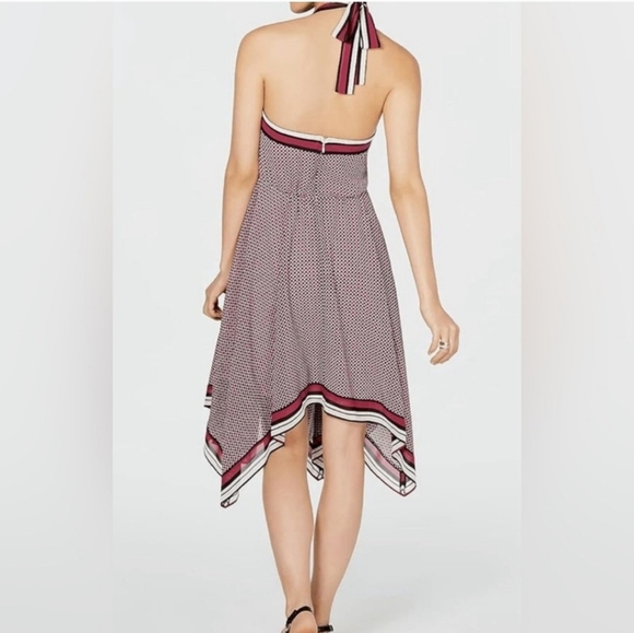 Michael Kors Cocktail Dress Size XS Border-Print Handkerchief Hem Lined - Picture 4 of 12